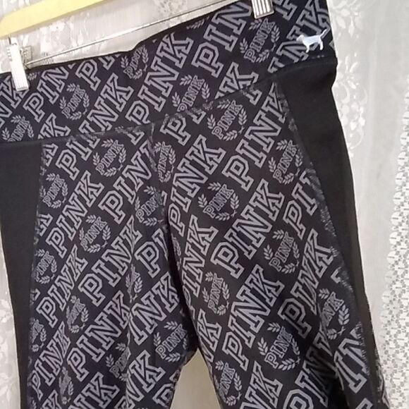 Pink Victoria Secret Pink Pants Women's Black Grey Reversible Leggings Stretch - Picture 5 of 12